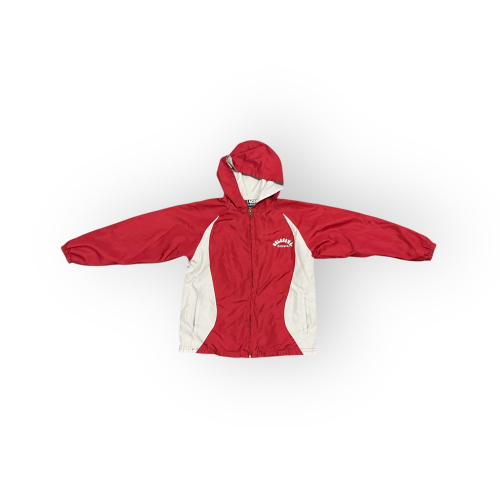 NCAA Oklahoma University Sooners OU Windbreaker Jacket Size 8/10 Red White - Picture 3 of 11
